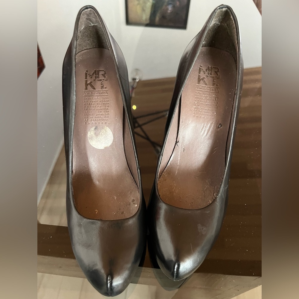 Black leather shoes